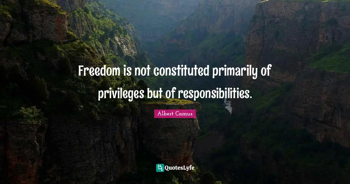 Freedom is not constituted primarily of privileges but of responsibilities.