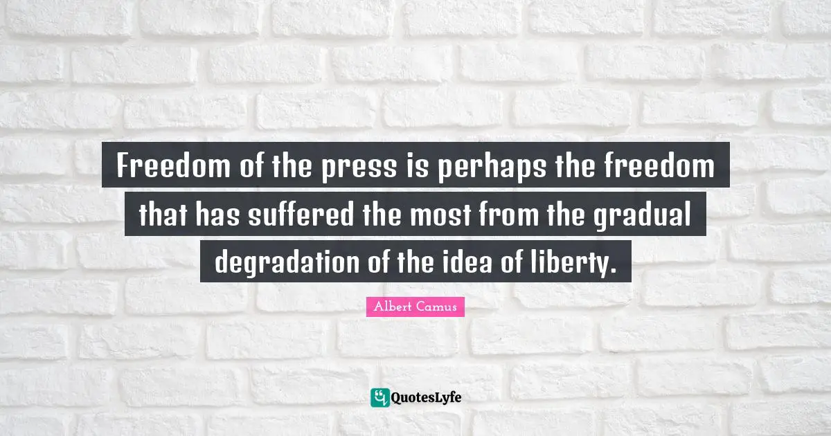 Freedom of the press is perhaps the freedom that has suffered the most from the gradual degradation of the idea of liberty.