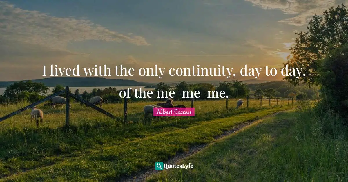I lived with the only continuity, day to day, of the me-me-me.