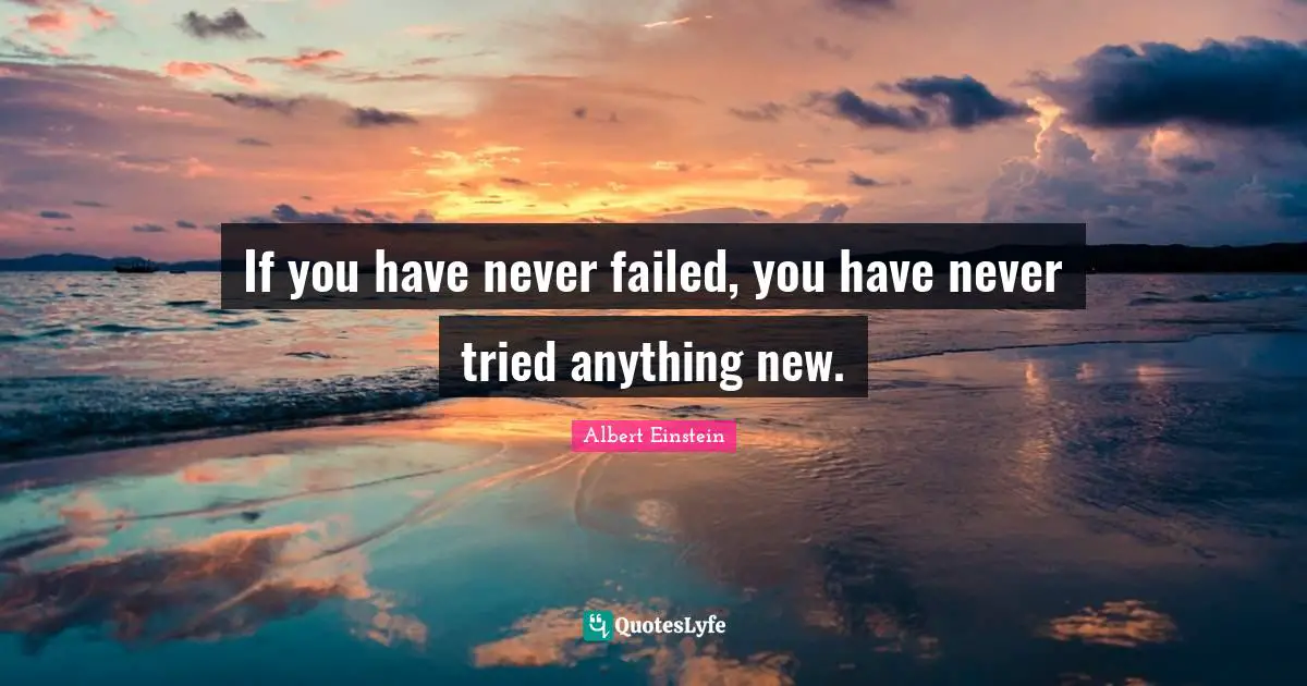 If you have never failed, you have never tried anything new.