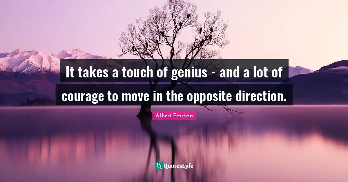 Genius Quotes: "It takes a touch of genius - and a lot of courage to move in the opposite direction."