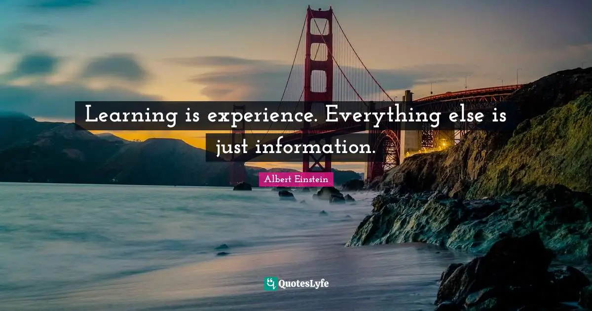 Learning is experience. Everything else is just information.