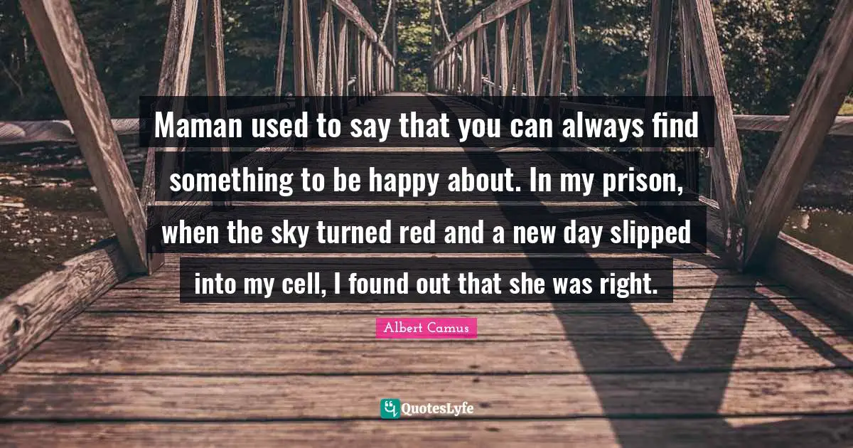 Maman used to say that you can always find something to be happy about. In my prison, when the sky turned red and a new day slipped into my cell, I found out that she was right.