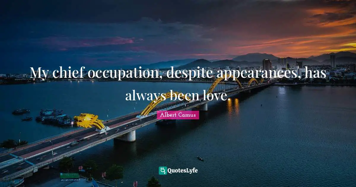 My chief occupation, despite appearances, has always been love.