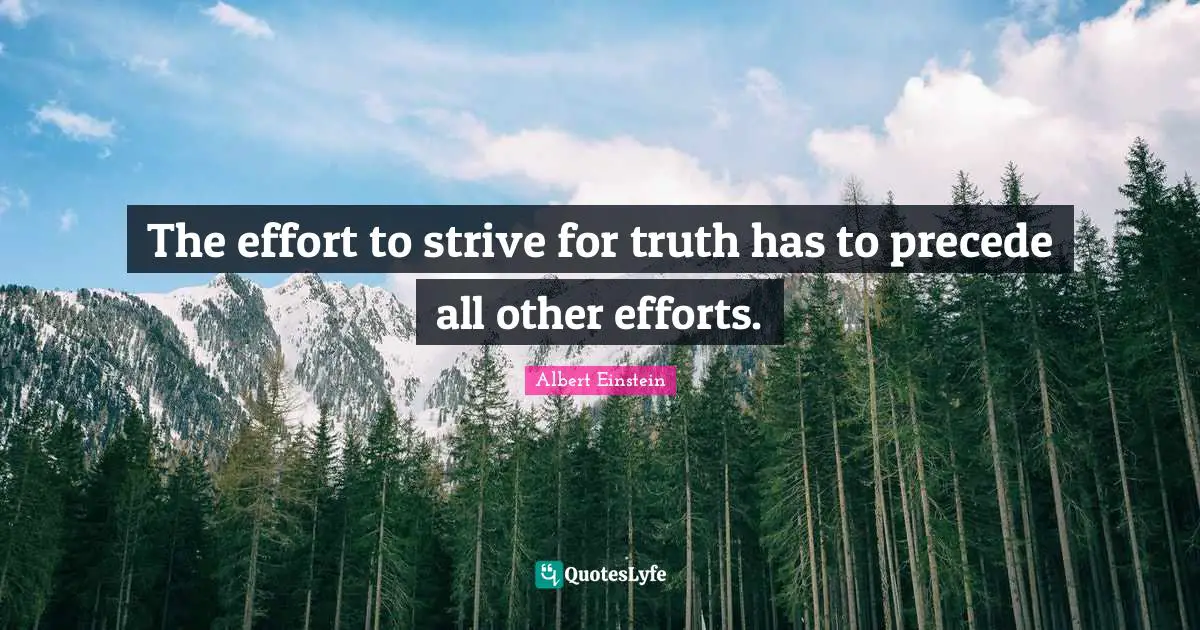 The effort to strive for truth has to precede all other efforts.