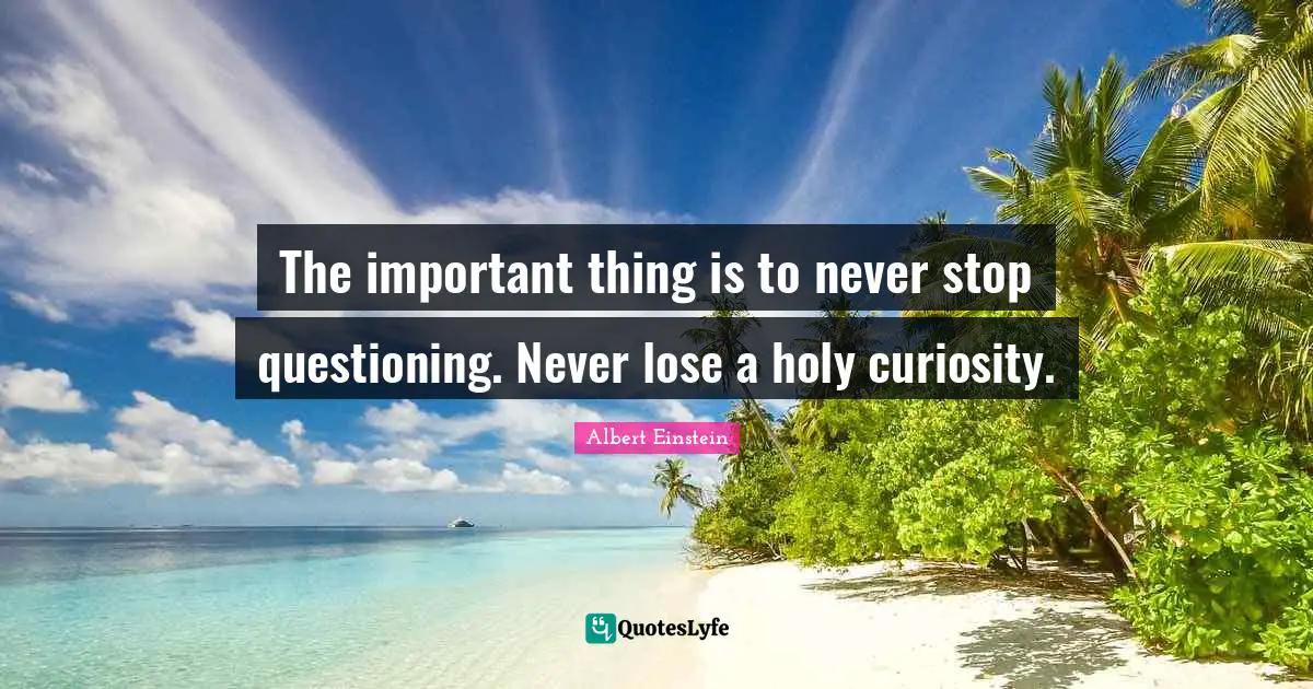 The important thing is to never stop questioning. Never lose a holy curiosity.