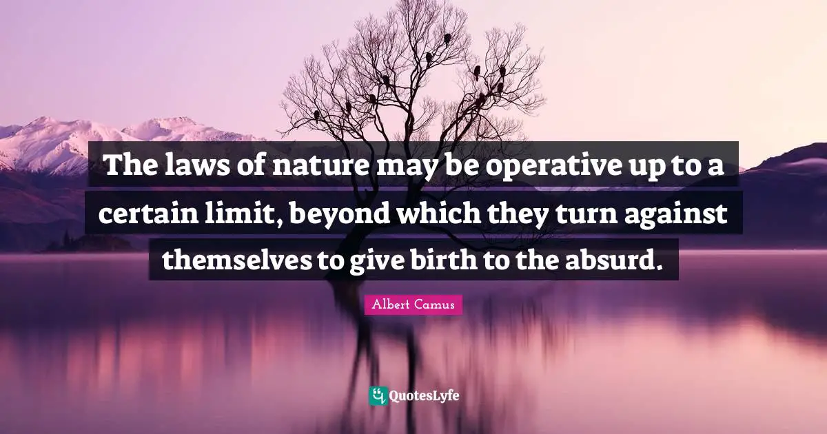 The laws of nature may be operative up to a certain limit, beyond which they turn against themselves to give birth to the absurd.