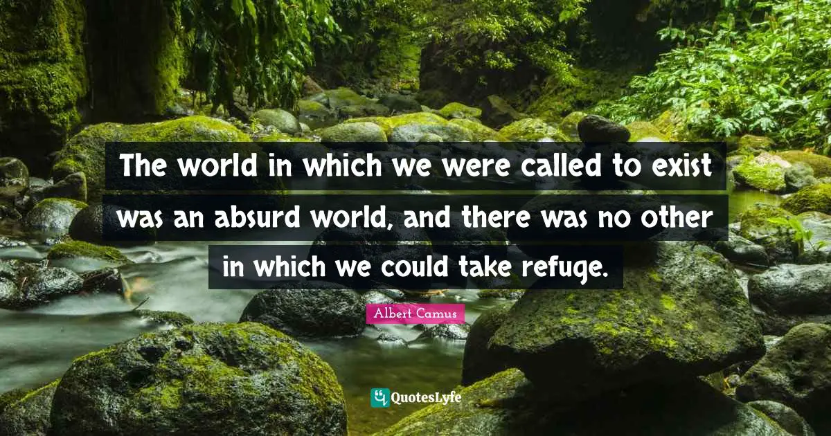 The world in which we were called to exist was an absurd world, and there was no other in which we could take refuge.