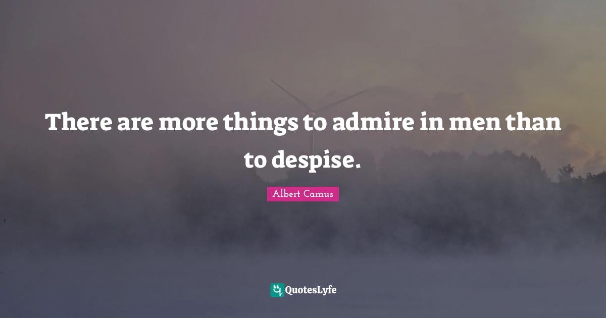 There are more things to admire in men than to despise.