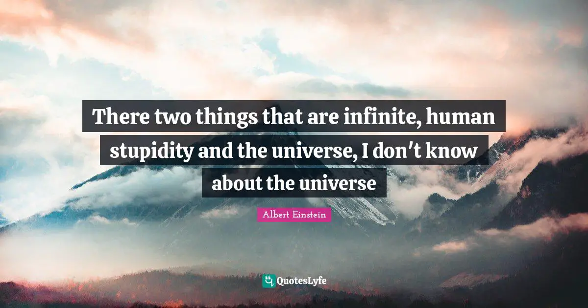 There two things that are infinite, human stupidity and the universe, I don't know about the universe