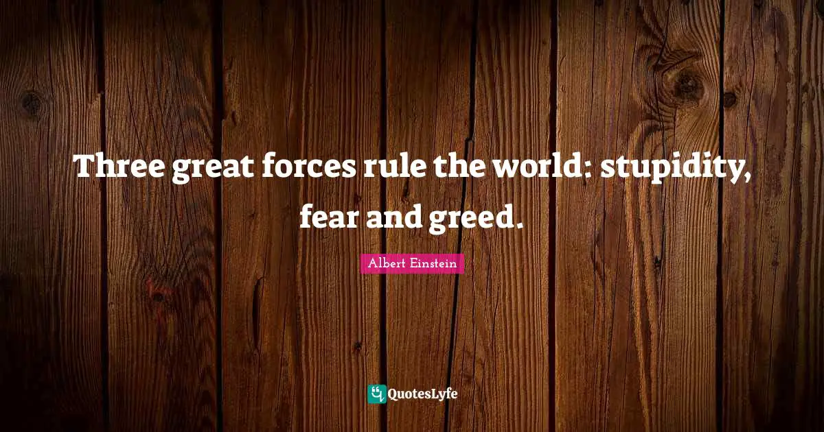 Stupidity Quotes: "Three great forces rule the world: stupidity, fear and greed."