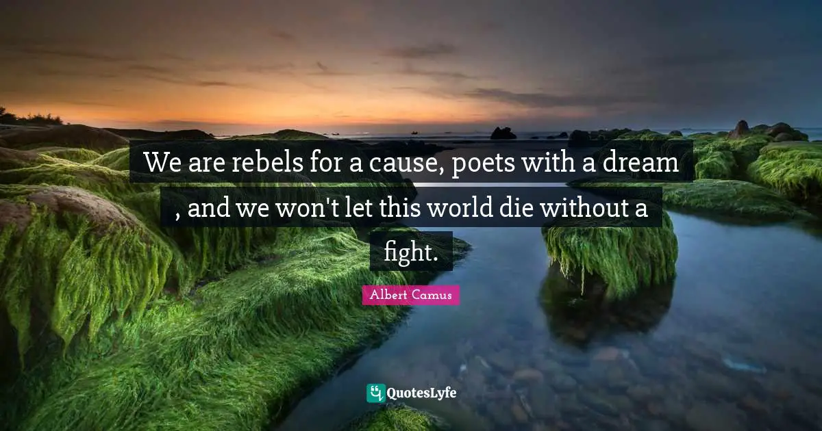 We are rebels for a cause, poets with a dream , and we won't let this world die without a fight.