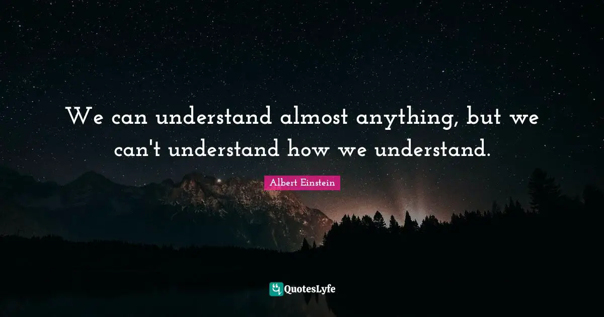 We can understand almost anything, but we can't understand how we understand.
