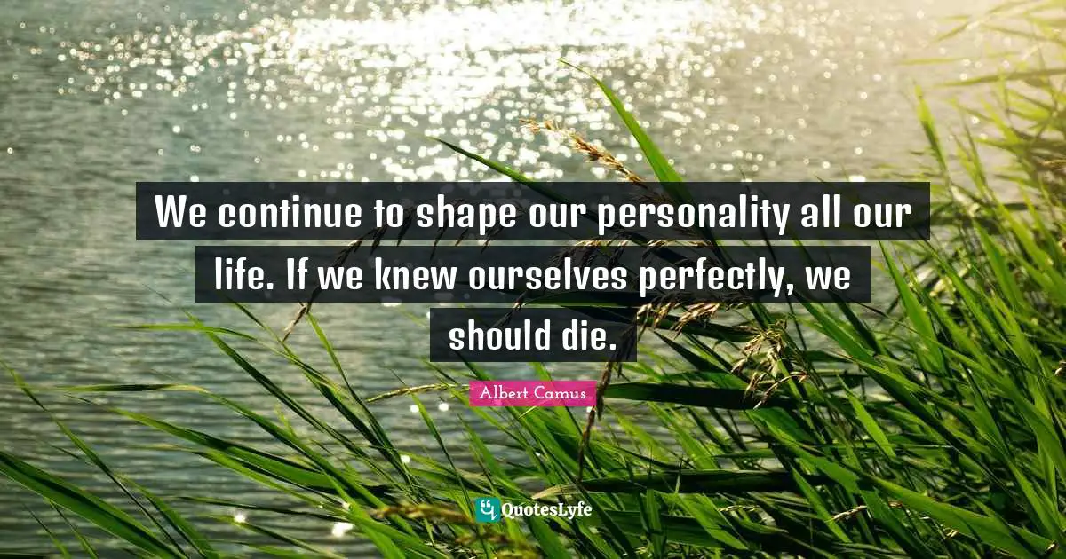 We continue to shape our personality all our life. If we knew ourselves perfectly, we should die.