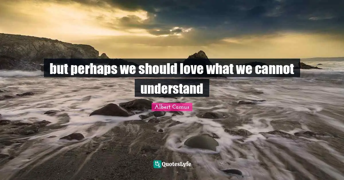 but perhaps we should love what we cannot understand