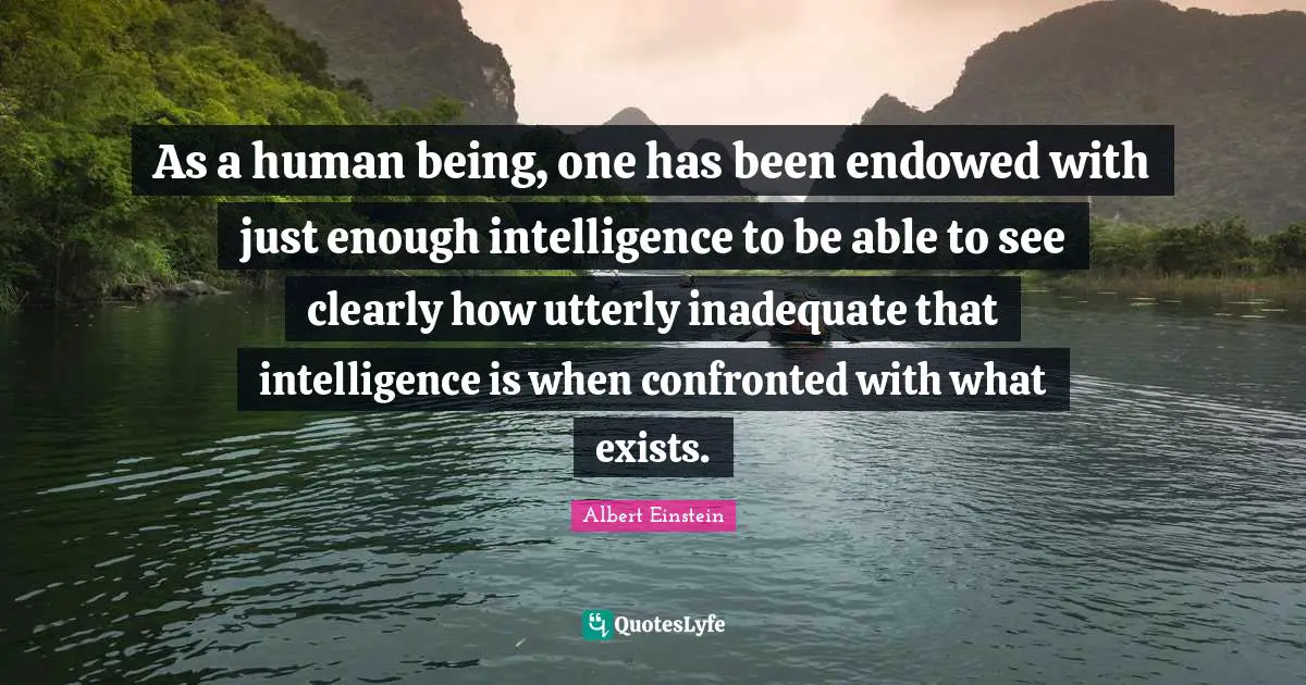 Inadequate Quotes: "As a human being, one has been endowed with just enough intelligence to be able to see clearly how utterly inadequate that intelligence is when confronted with what exists."