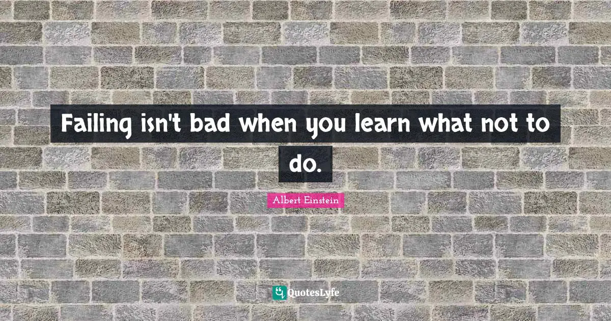 Failing isn't bad when you learn what not to do.