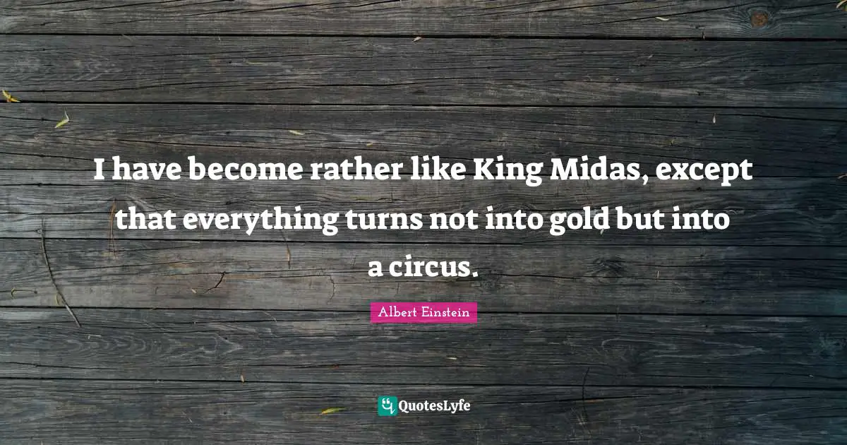 I have become rather like King Midas, except that everything turns not into gold but into a circus.