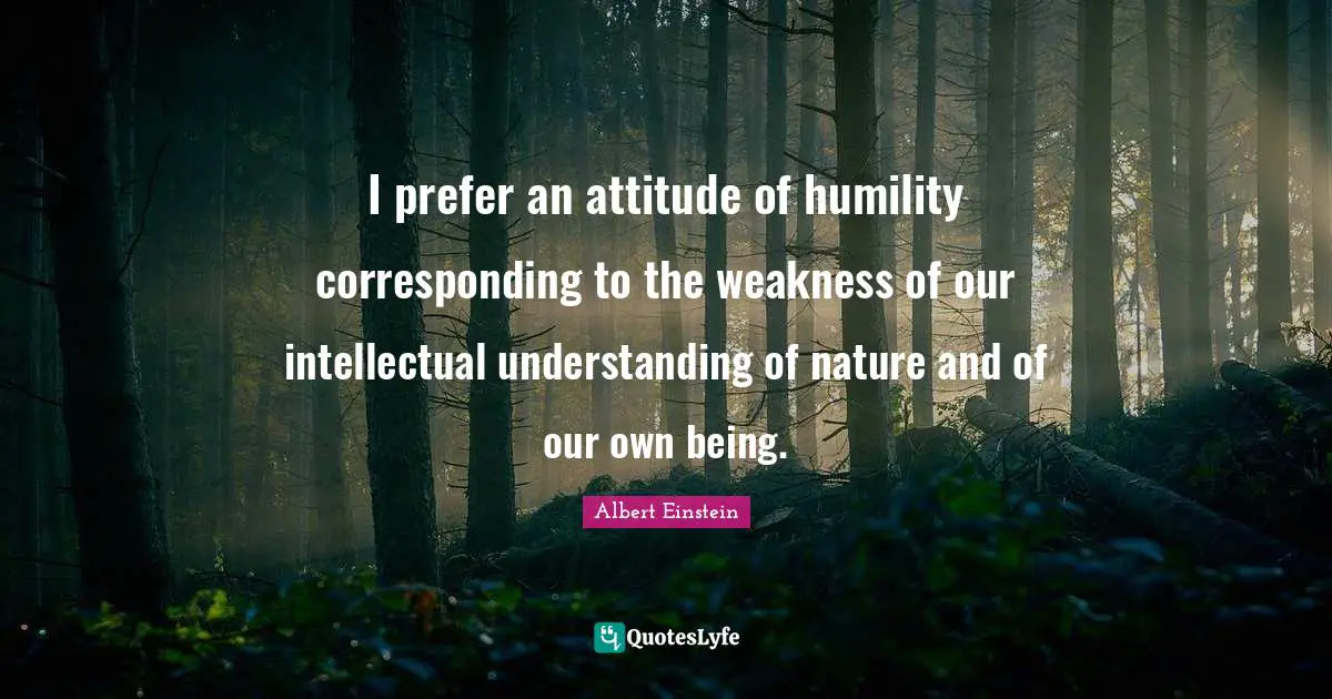 I prefer an attitude of humility corresponding to the weakness of our intellectual understanding of nature and of our own being.