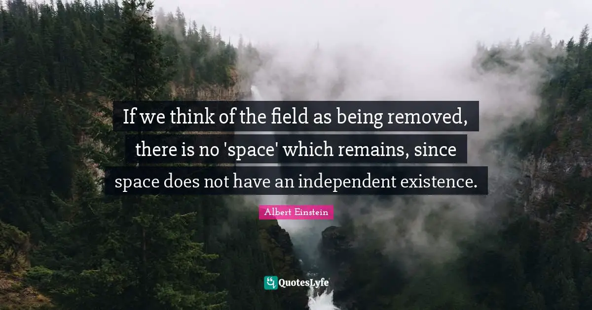 If we think of the field as being removed, there is no 'space' which remains, since space does not have an independent existence.