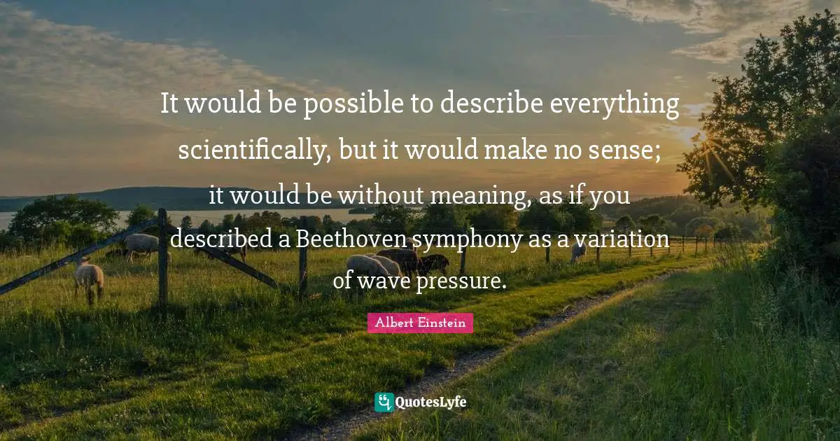 Pressure Quotes: "It would be possible to describe everything scientifically, but it would make no sense; it would be without meaning, as if you described a Beethoven symphony as a variation of wave pressure."