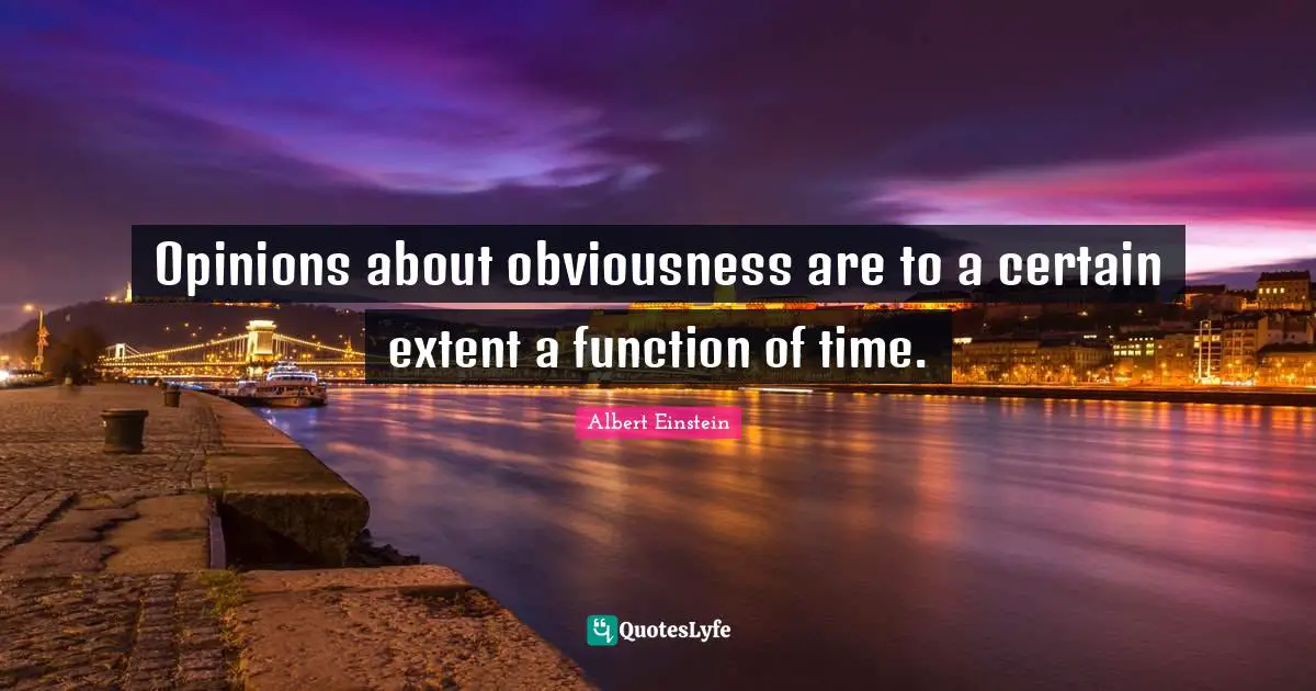 Function Quotes: "Opinions about obviousness are to a certain extent a function of time."