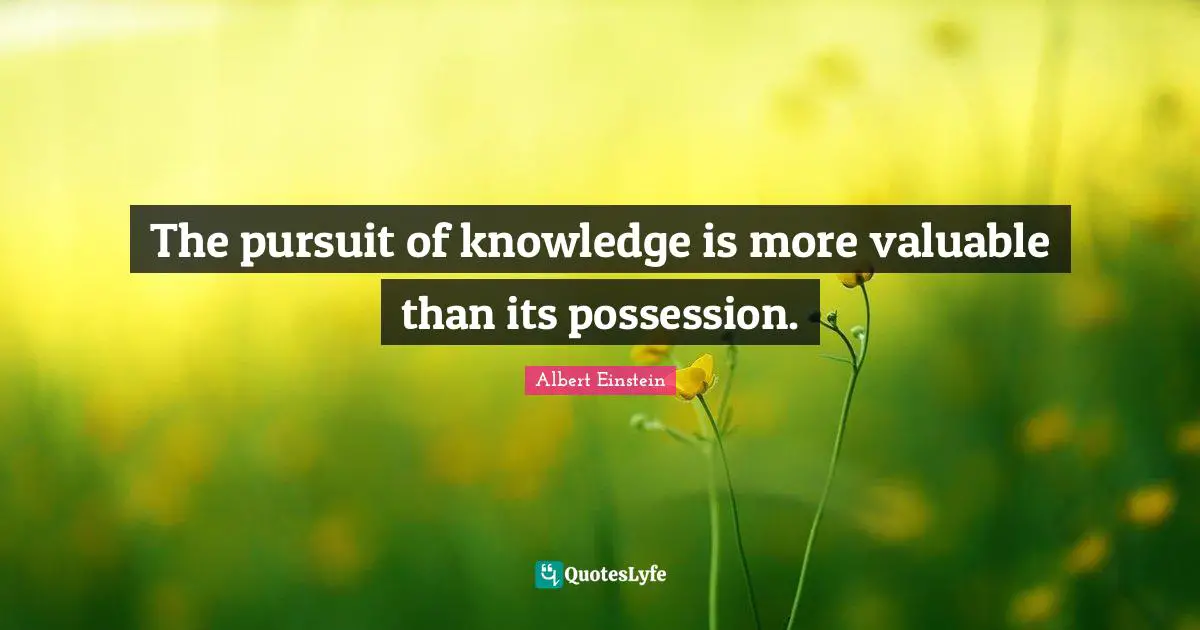 The pursuit of knowledge is more valuable than its possession.