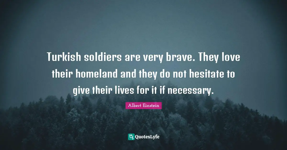 Turkish soldiers are very brave. They love their homeland and they do not hesitate to give their lives for it if necessary.