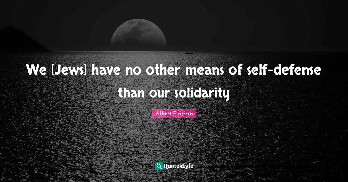We [Jews] have no other means of self-defense than our solidarity
