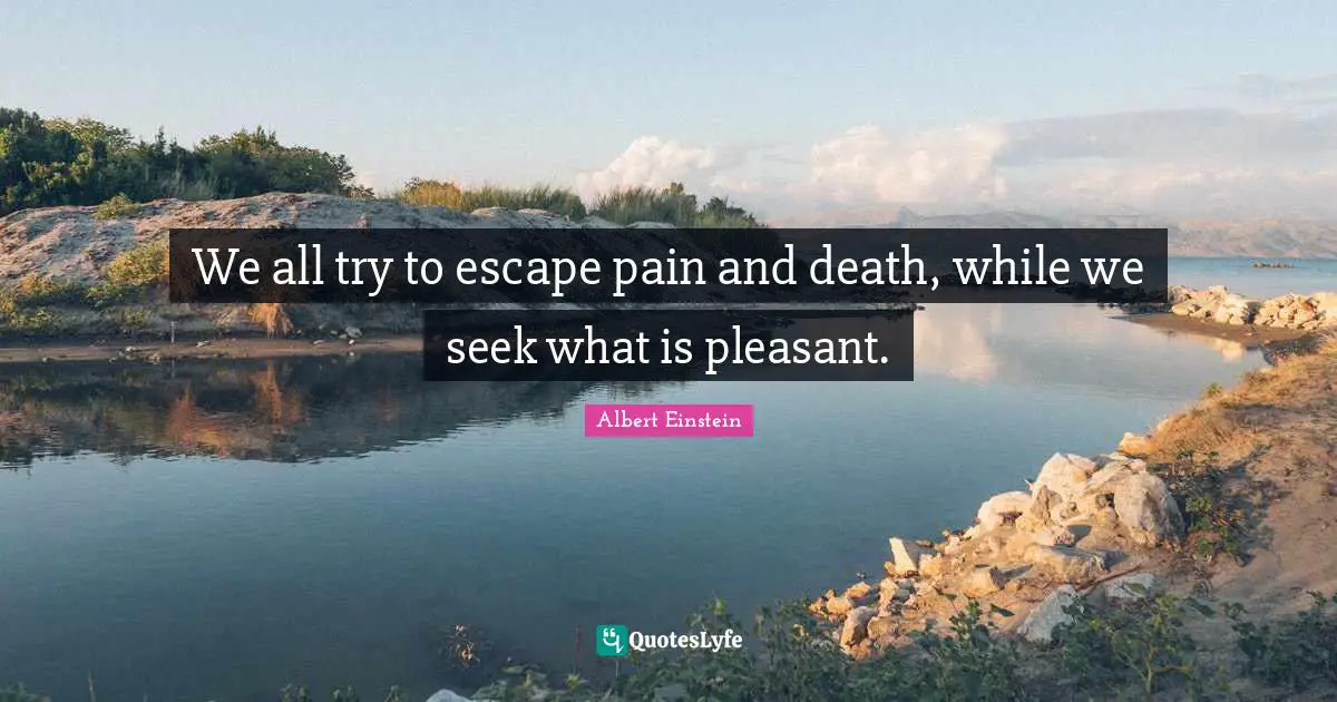 We all try to escape pain and death, while we seek what is pleasant.