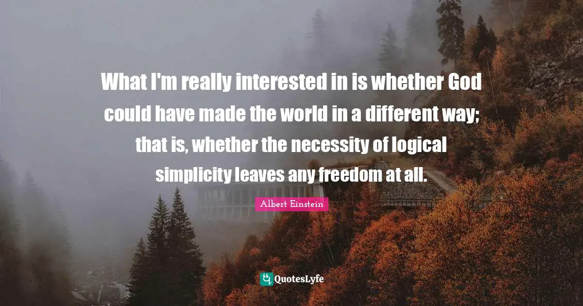 What I'm really interested in is whether God could have made the world in a different way; that is, whether the necessity of logical simplicity leaves any freedom at all.