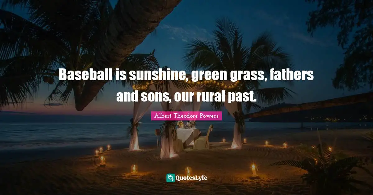 Baseball is sunshine, green grass, fathers and sons, our rural past.