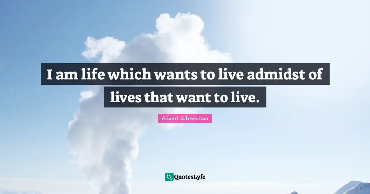 I am life which wants to live admidst of lives that want to live.