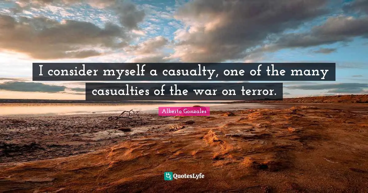 I consider myself a casualty, one of the many casualties of the war on terror.
