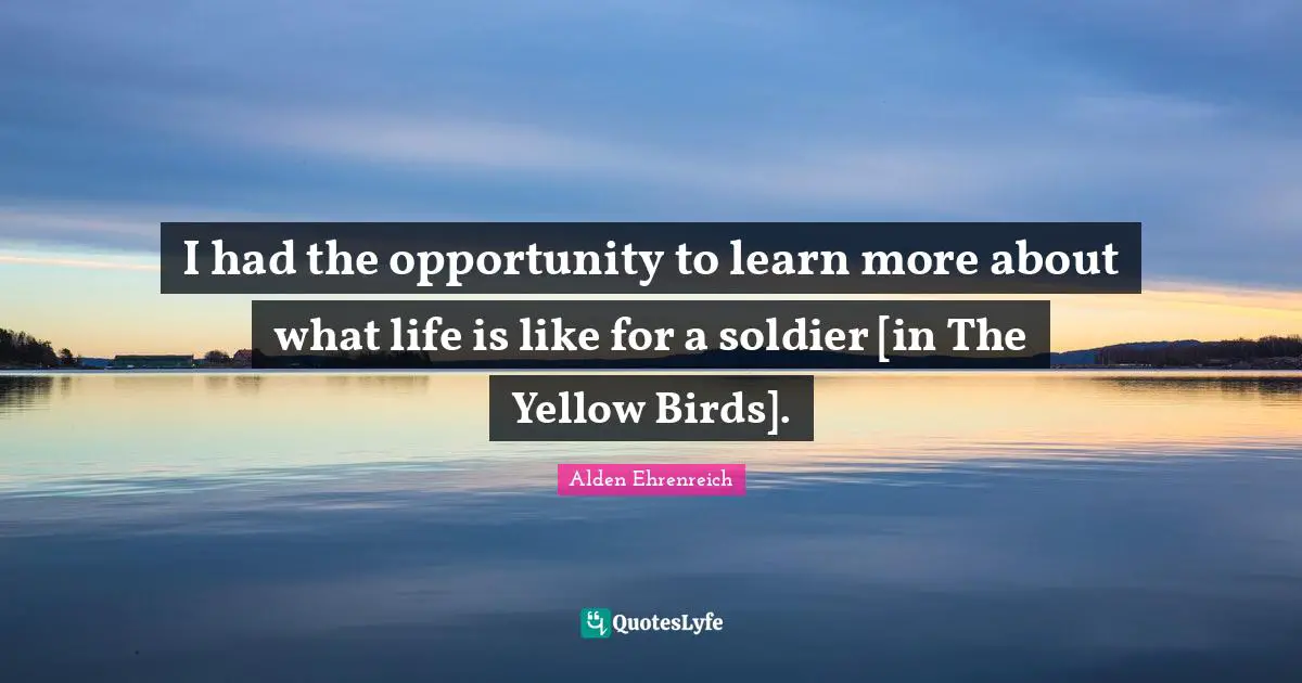I had the opportunity to learn more about what life is like for a soldier [in The Yellow Birds].