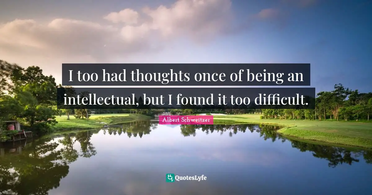 I too had thoughts once of being an intellectual, but I found it too difficult.