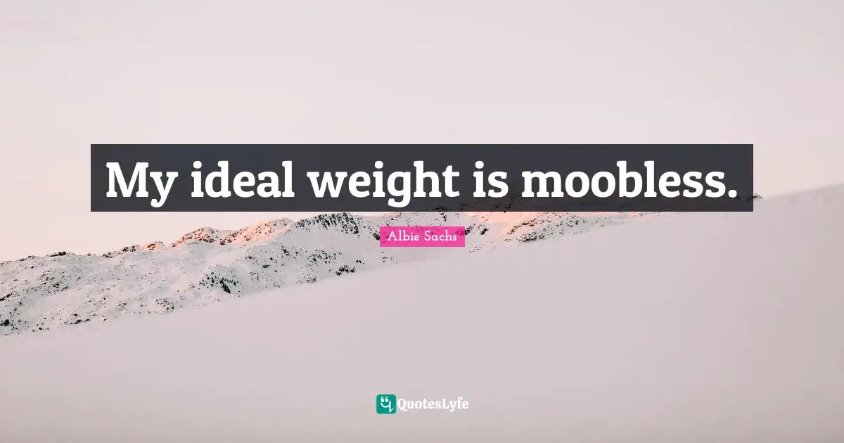 Dieting Quotes: "My ideal weight is moobless."