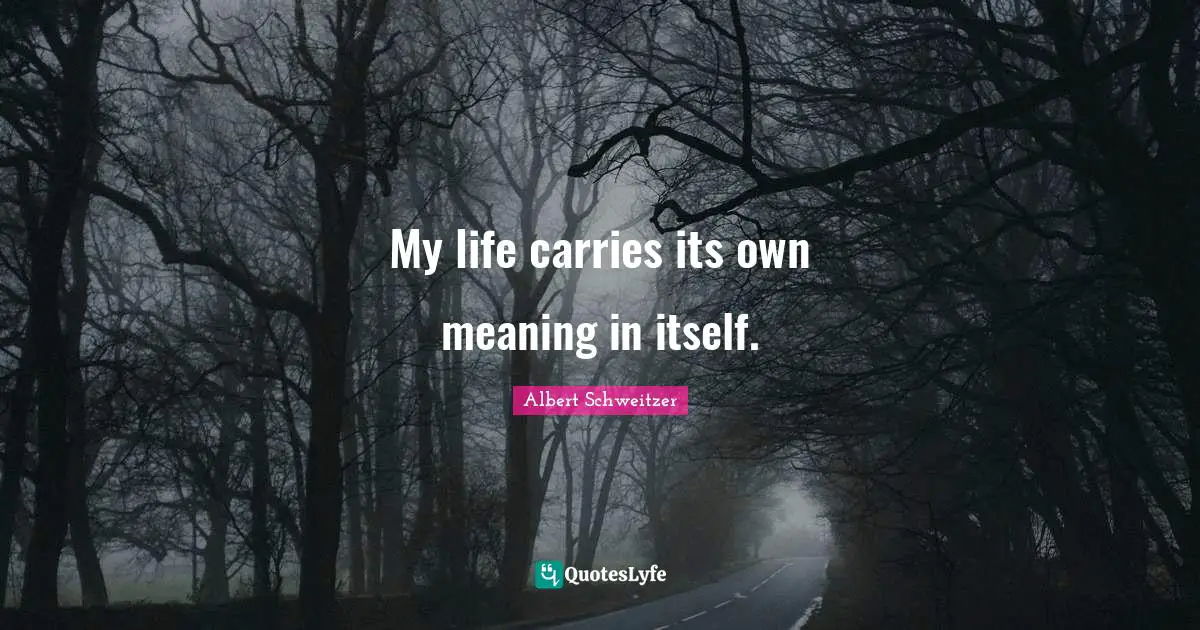 My life carries its own meaning in itself.
