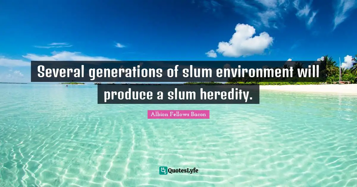 Several generations of slum environment will produce a slum heredity.