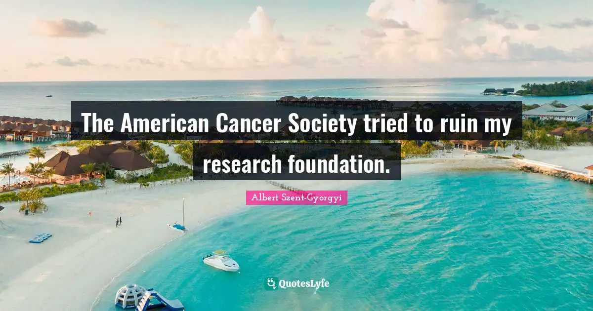 The American Cancer Society tried to ruin my research foundation.
