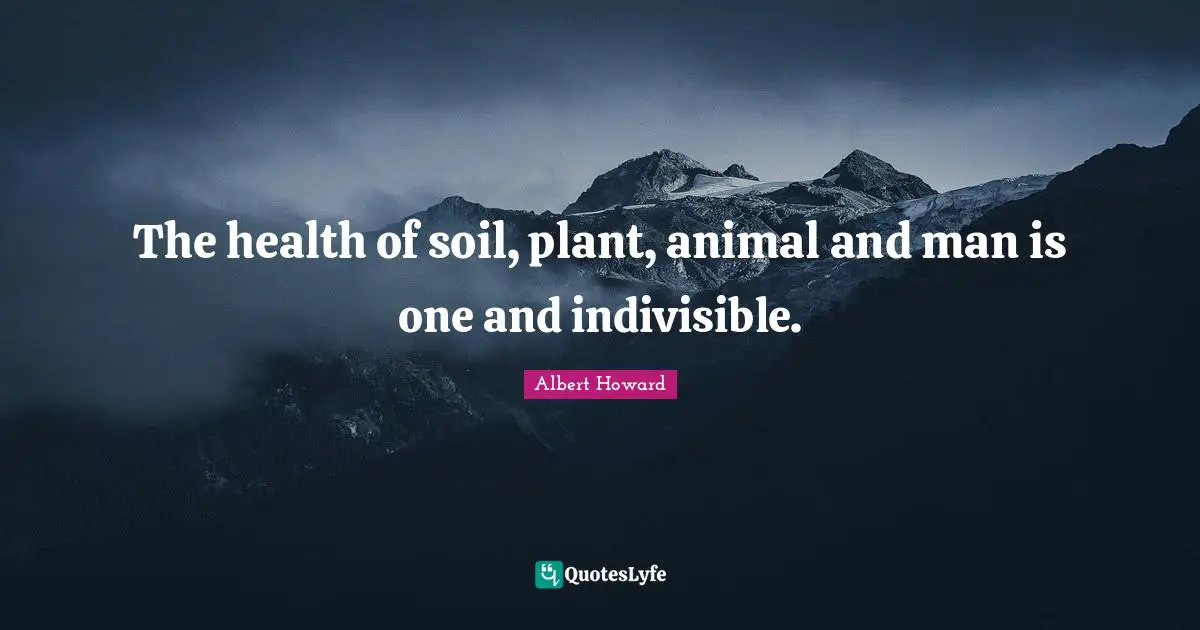 Plant Quotes: "The health of soil, plant, animal and man is one and indivisible."