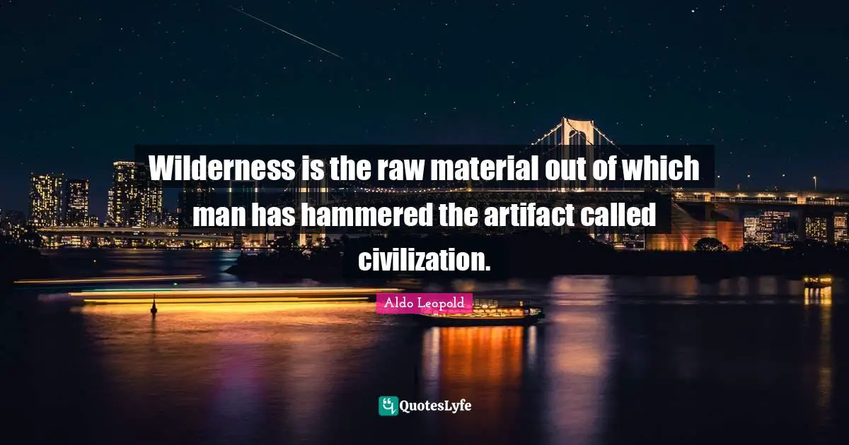 Wilderness is the raw material out of which man has hammered the artifact called civilization.