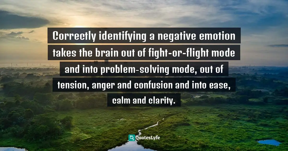 Correctly identifying a negative emotion takes the brain out of fight-or-flight mode and into problem-solving mode, out of tension, anger and confusion and into ease, calm and clarity.