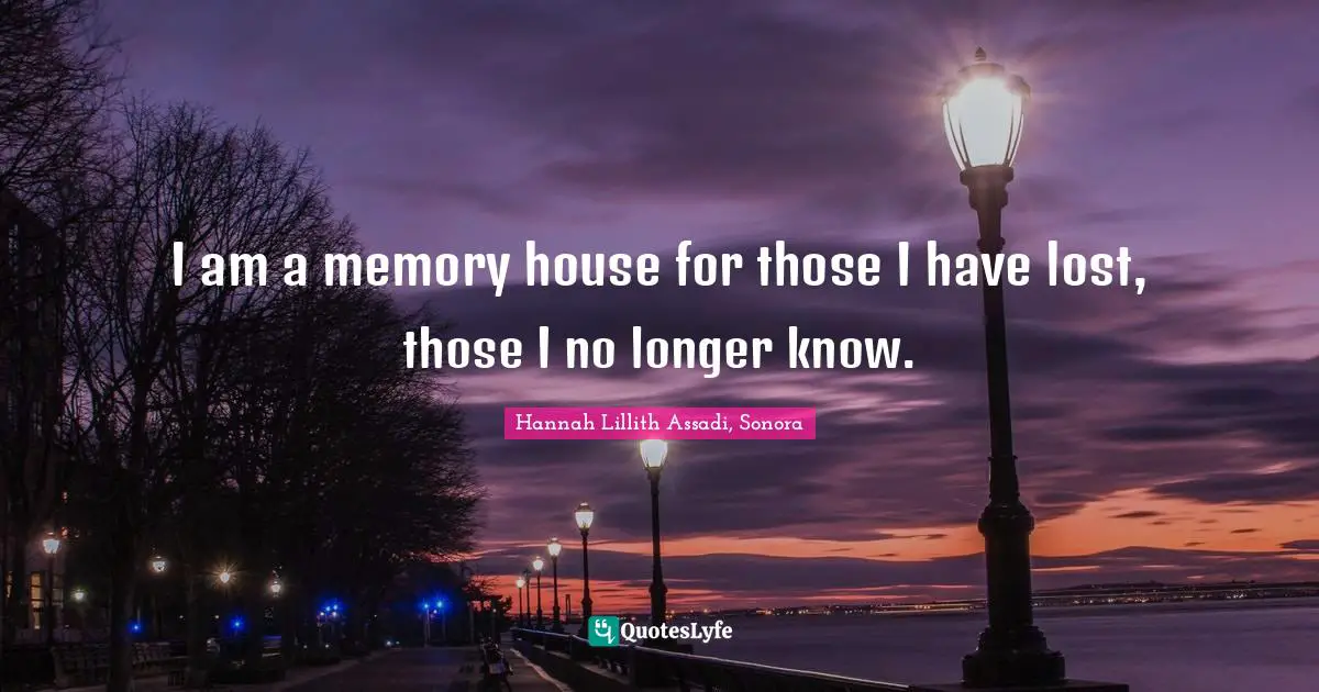 I am a memory house for those I have lost, those I no longer know.