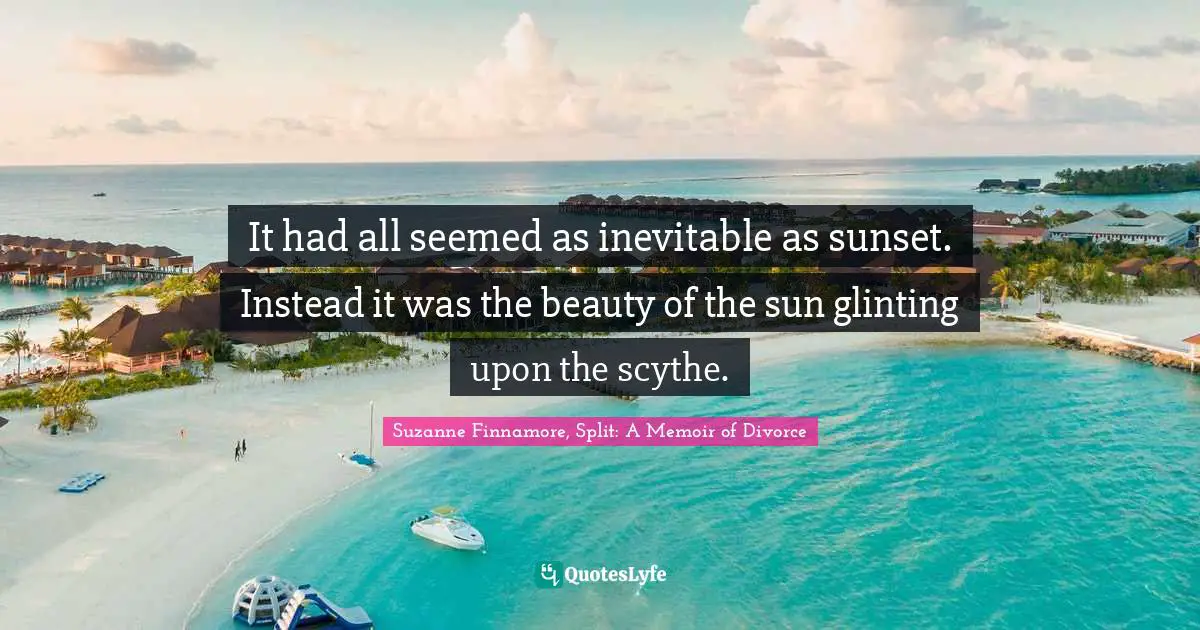 Seperation Quotes: "It had all seemed as inevitable as sunset. Instead it was the beauty of the sun glinting upon the scythe."