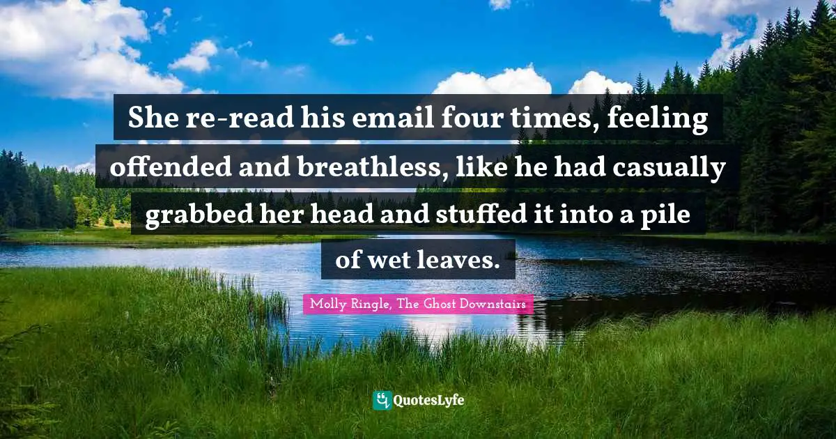 She re-read his email four times, feeling offended and breathless, like he had casually grabbed her head and stuffed it into a pile of wet leaves.