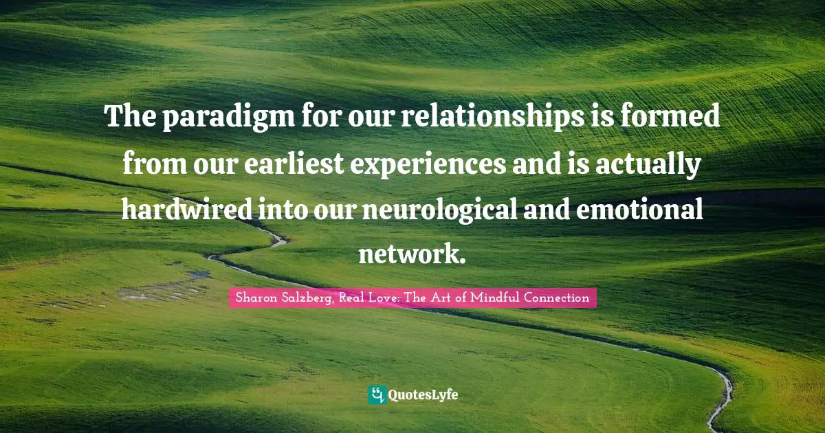 The paradigm for our relationships is formed from our earliest experiences and is actually hardwired into our neurological and emotional network.