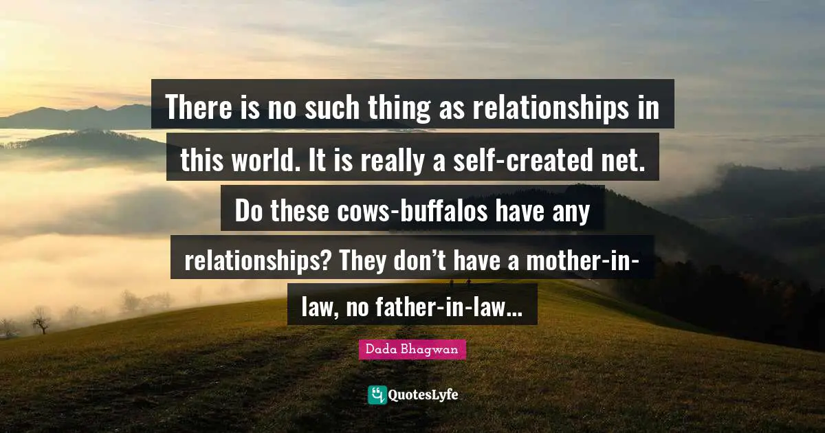 There is no such thing as relationships in this world. It is really a self-created net. Do these cows-buffalos have any relationships? They don’t have a mother-in-law, no father-in-law...