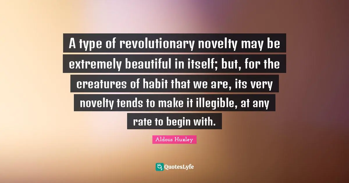 A type of revolutionary novelty may be extremely beautiful in itself; but, for the creatures of habit that we are, its very novelty tends to make it illegible, at any rate to begin with.