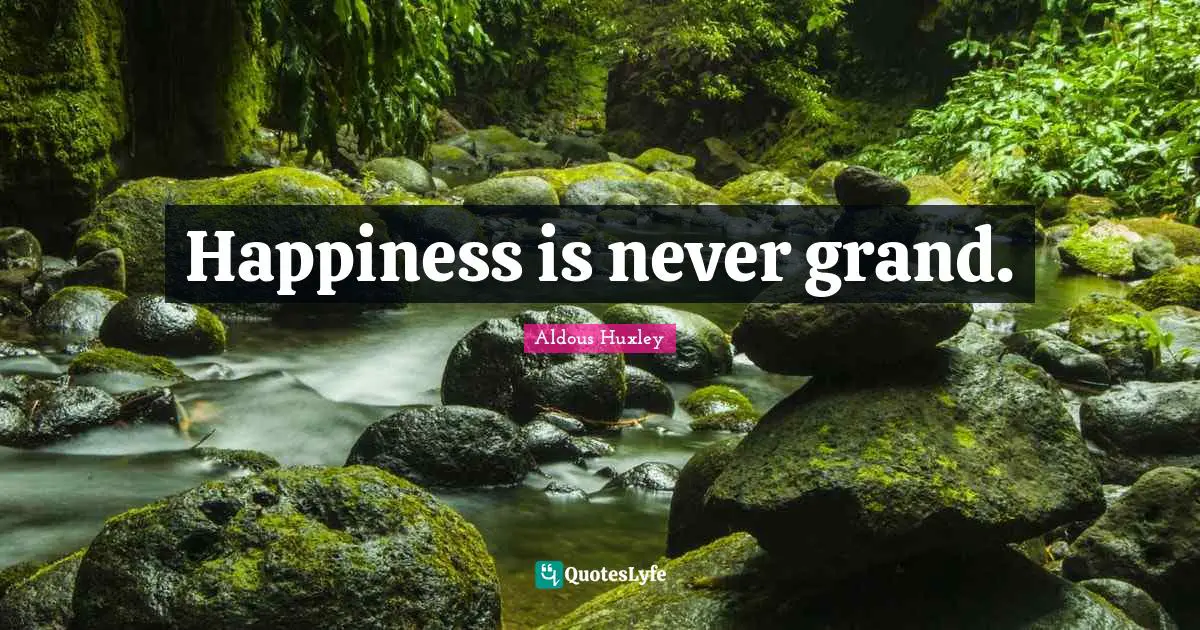 Happiness is never grand.